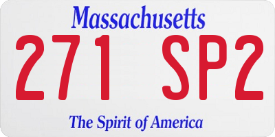 MA license plate 271SP2