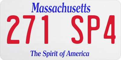 MA license plate 271SP4