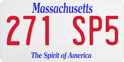 MA license plate 271SP5