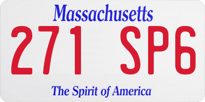 MA license plate 271SP6