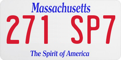 MA license plate 271SP7