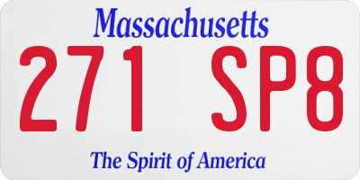 MA license plate 271SP8