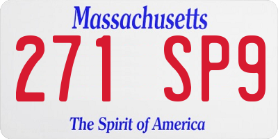 MA license plate 271SP9