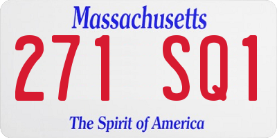MA license plate 271SQ1