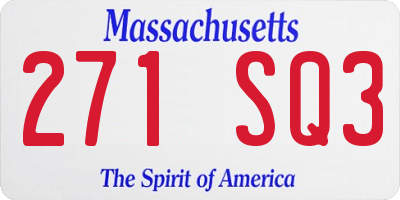 MA license plate 271SQ3