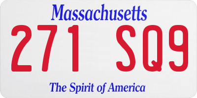MA license plate 271SQ9