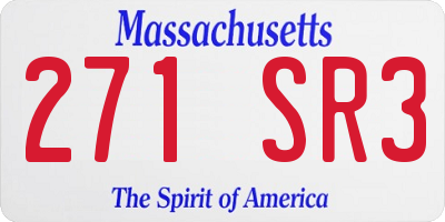 MA license plate 271SR3