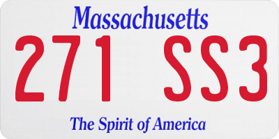 MA license plate 271SS3