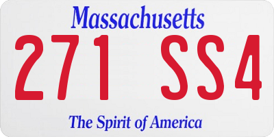 MA license plate 271SS4