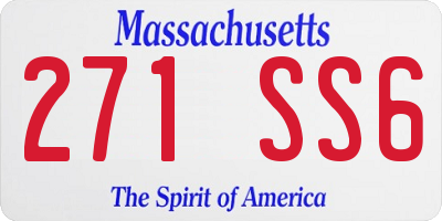 MA license plate 271SS6