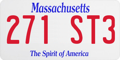 MA license plate 271ST3
