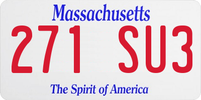 MA license plate 271SU3