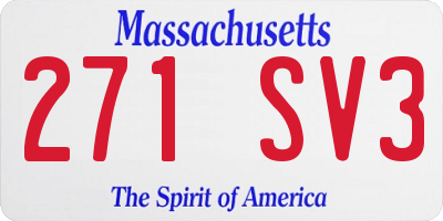 MA license plate 271SV3
