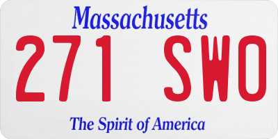 MA license plate 271SW0