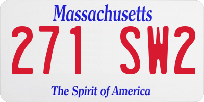 MA license plate 271SW2