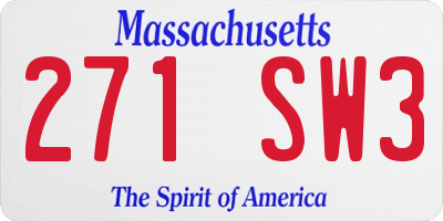 MA license plate 271SW3