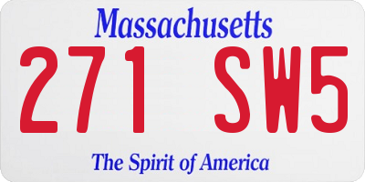 MA license plate 271SW5