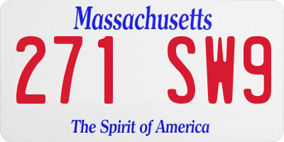MA license plate 271SW9