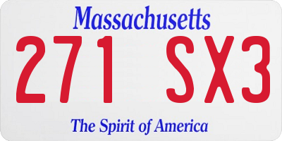 MA license plate 271SX3