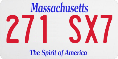MA license plate 271SX7