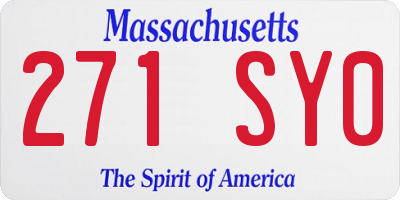 MA license plate 271SY0