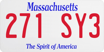 MA license plate 271SY3