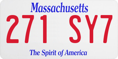 MA license plate 271SY7