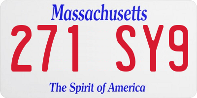 MA license plate 271SY9
