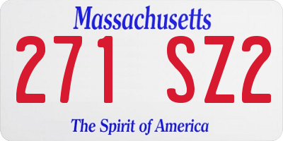 MA license plate 271SZ2