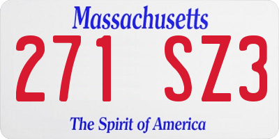 MA license plate 271SZ3