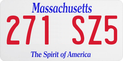 MA license plate 271SZ5