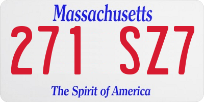 MA license plate 271SZ7