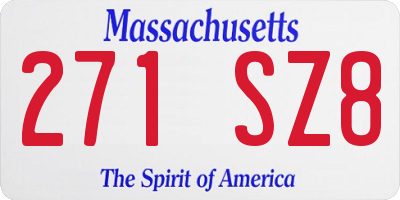 MA license plate 271SZ8