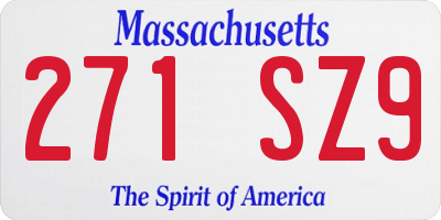 MA license plate 271SZ9