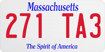 MA license plate 271TA3