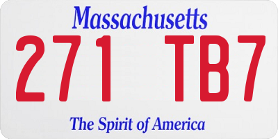 MA license plate 271TB7