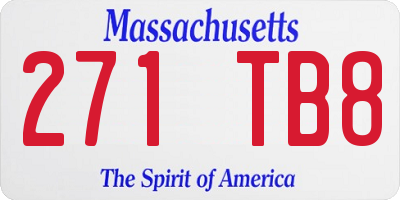 MA license plate 271TB8