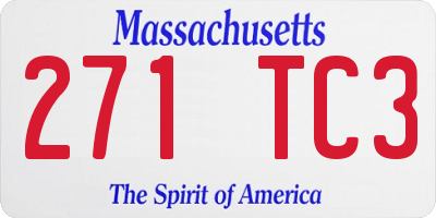 MA license plate 271TC3