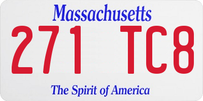 MA license plate 271TC8