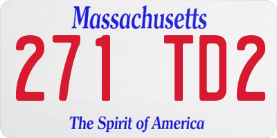 MA license plate 271TD2