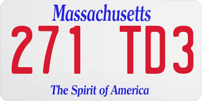 MA license plate 271TD3