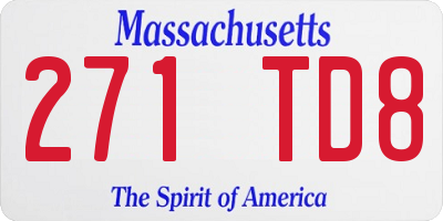 MA license plate 271TD8