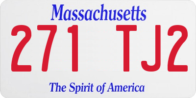 MA license plate 271TJ2