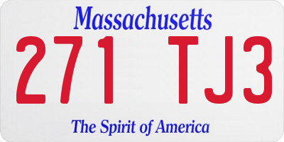 MA license plate 271TJ3