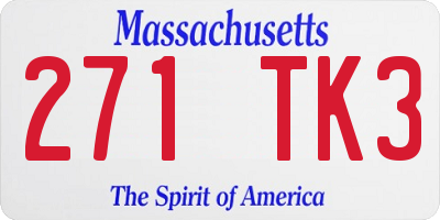MA license plate 271TK3