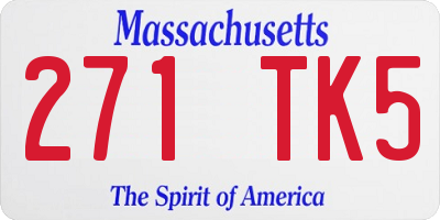 MA license plate 271TK5