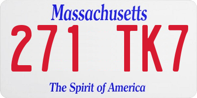MA license plate 271TK7