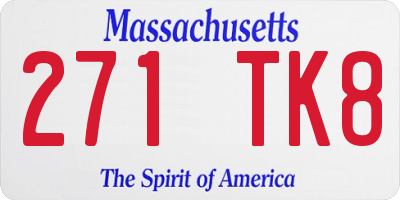 MA license plate 271TK8