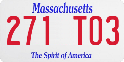 MA license plate 271TO3