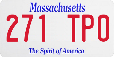 MA license plate 271TP0